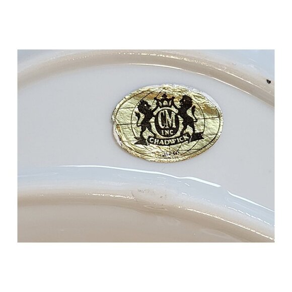 SET of 6 CMI CHADWICK Vintage 1/2 MOON CRESCENT DISHES Maple Leaf Flowers JAPAN - Picture 15 of 16